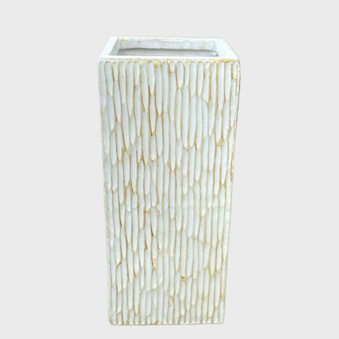 PLANTER SQUARE ROUGH WHITE - FBG0020