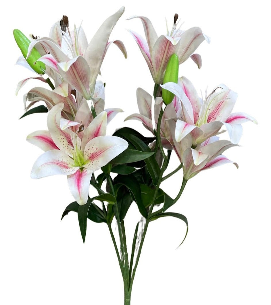 Bush with flowers of lilies - White/Pink (Height: 50cm) | FLR0021
